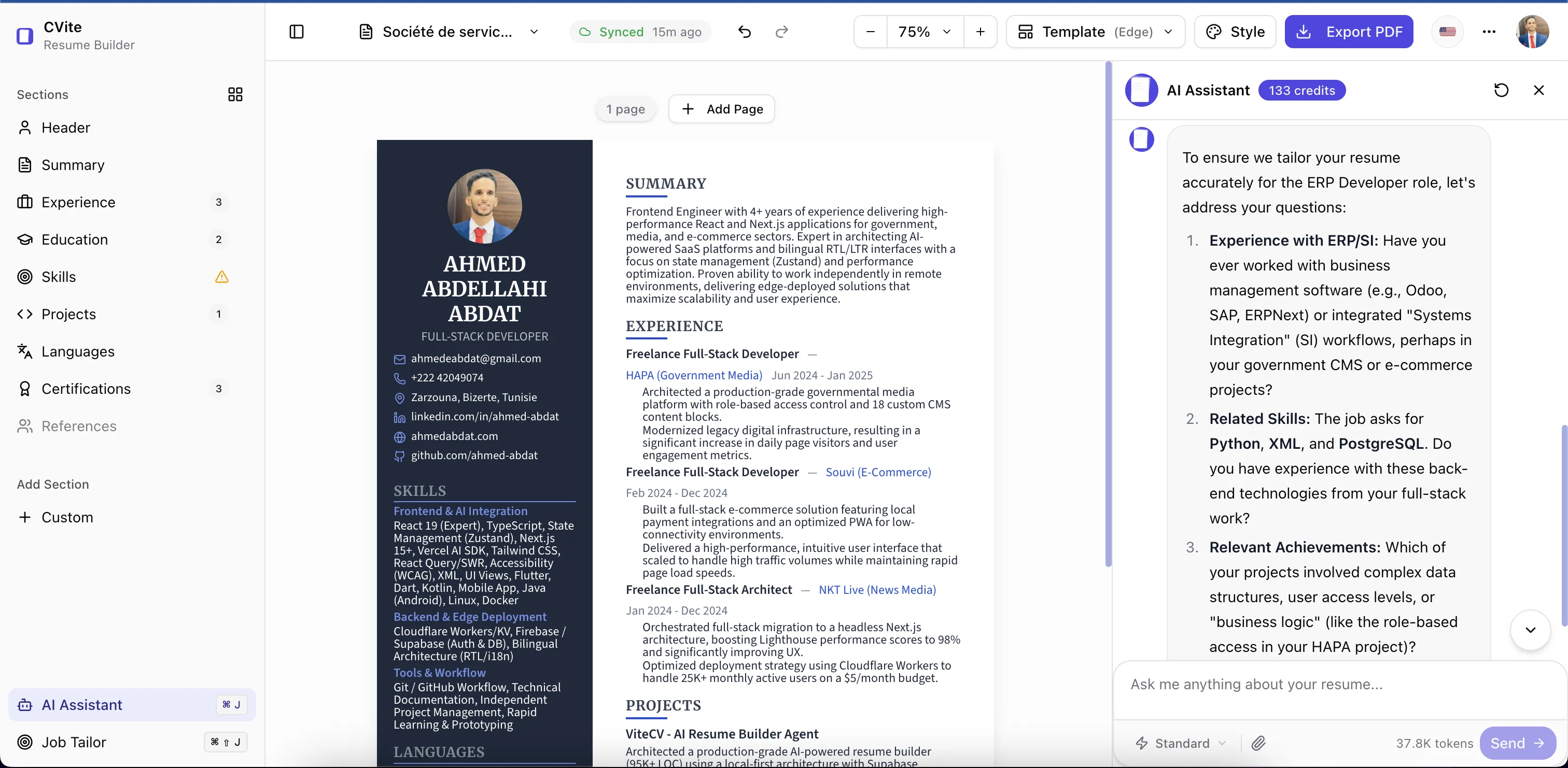 Resume Tailoring — Match Any Job Description in Seconds | CVite — CVite
